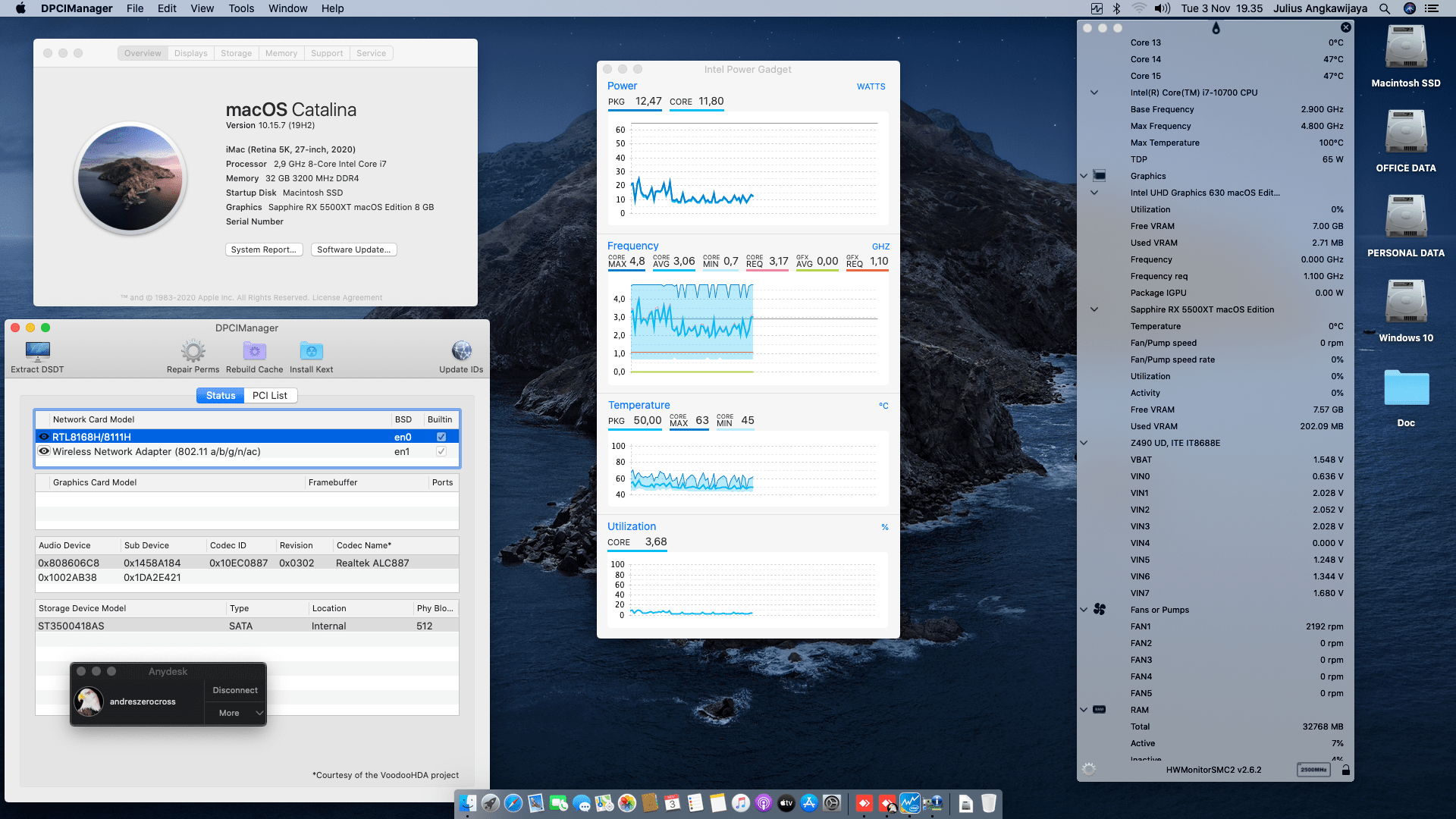 Success Hackintosh macOS Catalina 10.15.7 Build 19H2 in Gigabyte Z490 UD + Intel Core i7 10700 + Sapphire Radeon RX 5500XT